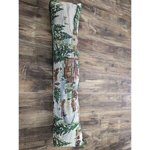 Vintage Winter Village Draft Stopper Door Snake Cabin Lodge Ski Scene 36"